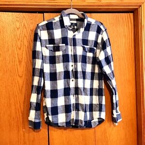 Men's blue and white cotton flannel shirt from George,  size small